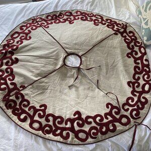 CHESTNUT LANE Christmas CottageTREE SKIRT 48” Scroll Embellished SALE Was $25​